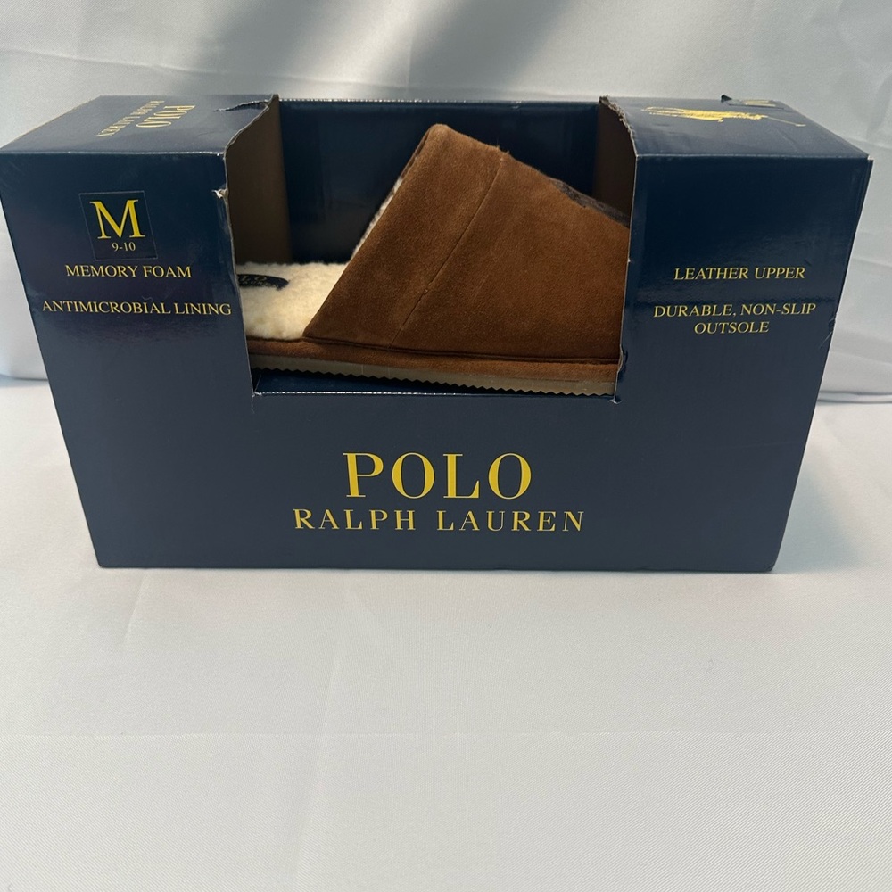 Polo Ralph Lauren Brown Slide on Memory Foam Slippers